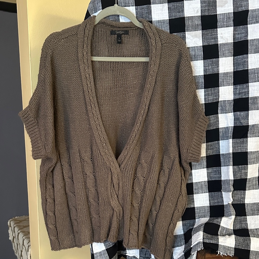 Jessica Simpson Brown Cable Knit Cardigan